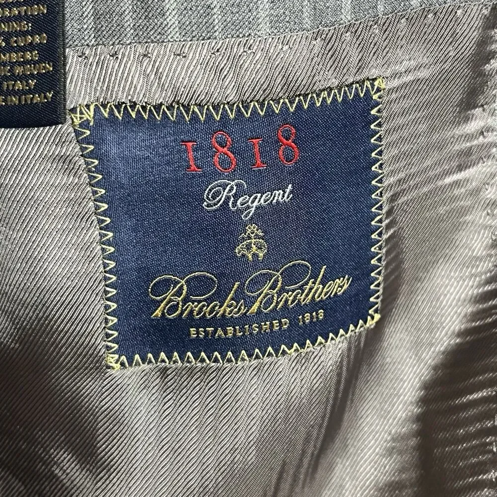 Brooks Brothers 1818 Regent Blazer 42L Vitale Barberis Canonico Italy Wool Gray